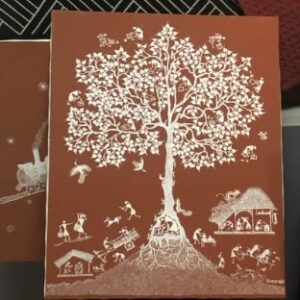 ワルリー画 生命の木 モチーフ インド民族画 生活と自然の表現