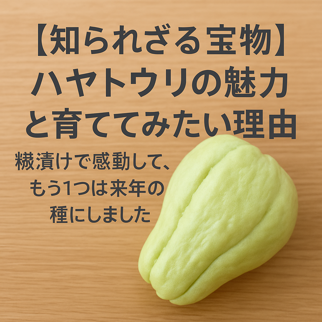 ハヤトウリの写真とタイトル文字が入った家庭菜園カテゴリー用アイキャッチ画像