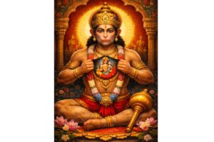 胸にシータとラーマを宿すハヌマンの象徴画