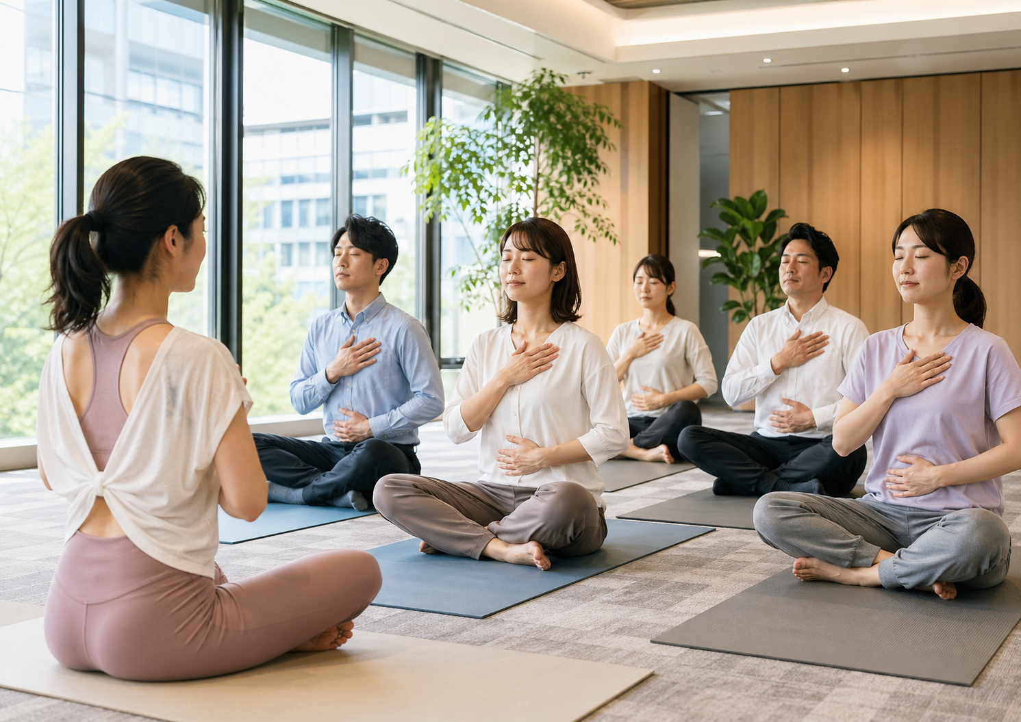 企業研修や福利厚生ヨガで呼吸と姿勢を整えるヨガクラス